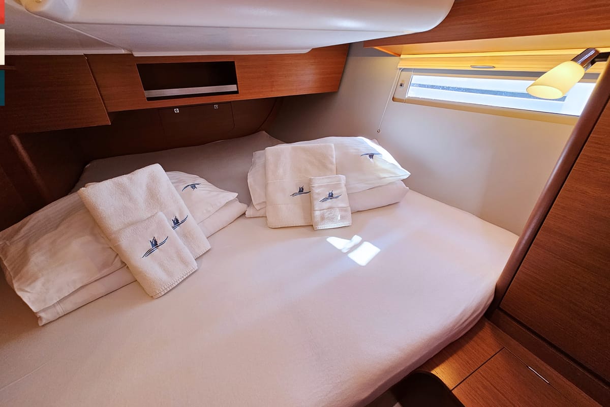 Cabin on Sara, a Dufour 390 GL sailboat at Grad Kaštela, Croatia