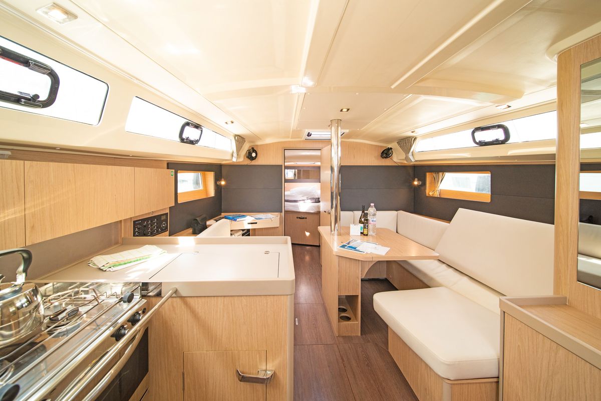 Salon of Elena, a Beneteau Oceanis 41.1 sailboat at Municipal Unit of Lefkada, Greece