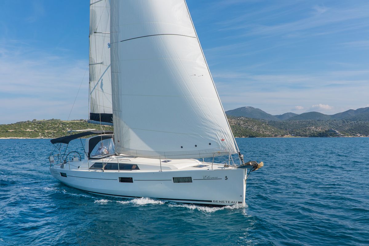 Exterior view of Elena, a Beneteau Oceanis 41.1 sailboat at Municipal Unit of Lefkada, Greece