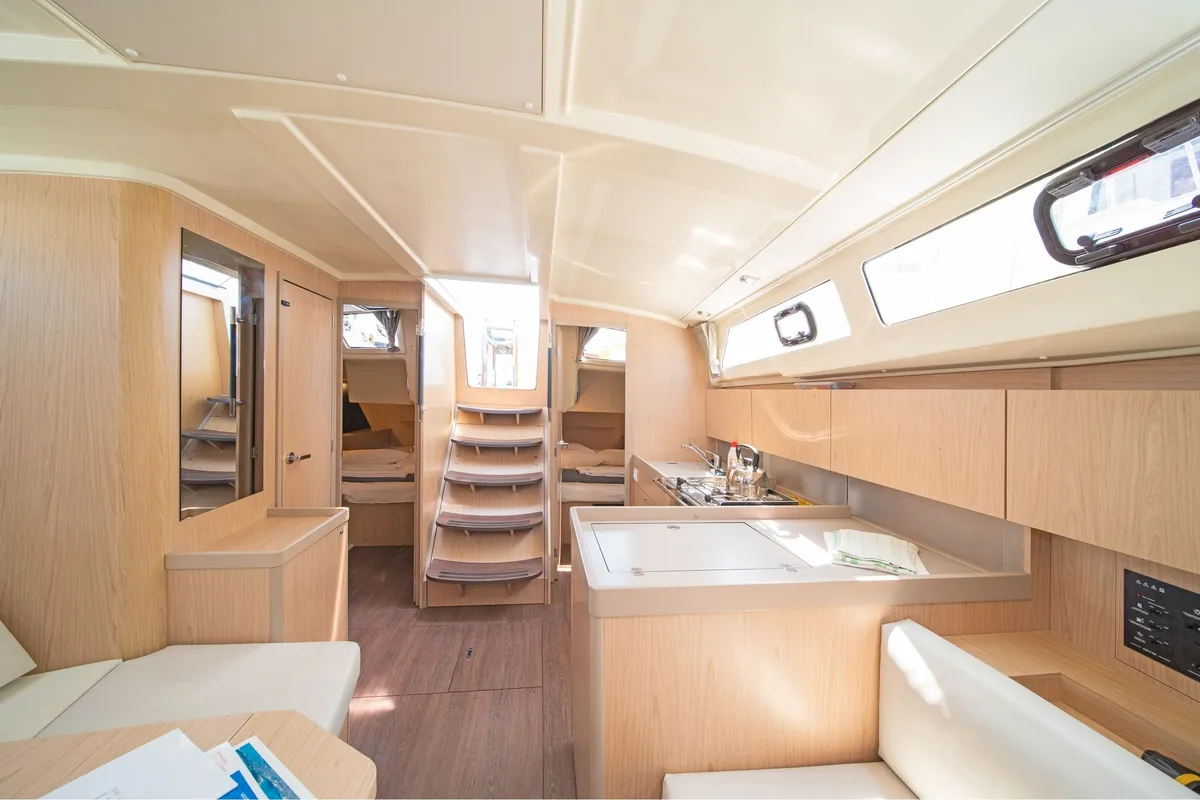 Salon of Elena, a Beneteau Oceanis 41.1 sailboat at Municipal Unit of Lefkada, Greece
