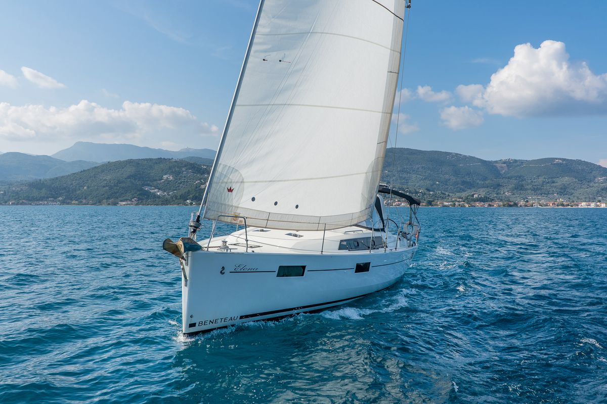 Exterior view of Elena, a Beneteau Oceanis 41.1 sailboat at Municipal Unit of Lefkada, Greece