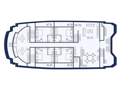 Floor plan of Endemic, a Gulet Power Catamaran catamaran at Baltra, Ecuador