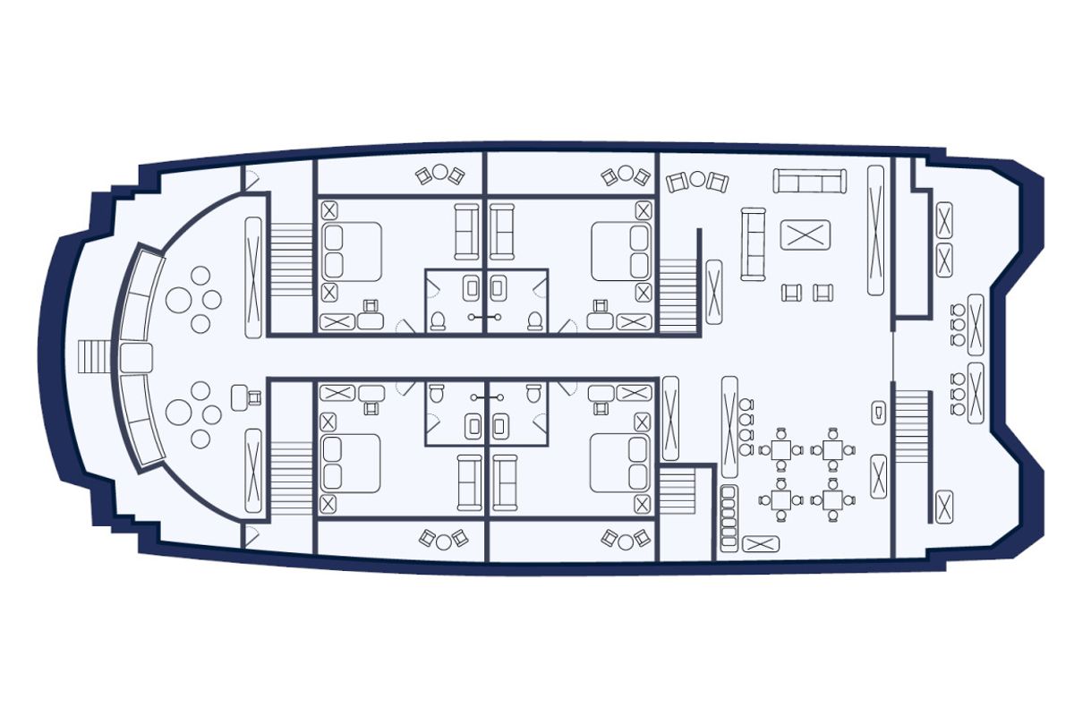 Floor plan of Endemic, a Gulet Power Catamaran catamaran at Baltra, Ecuador