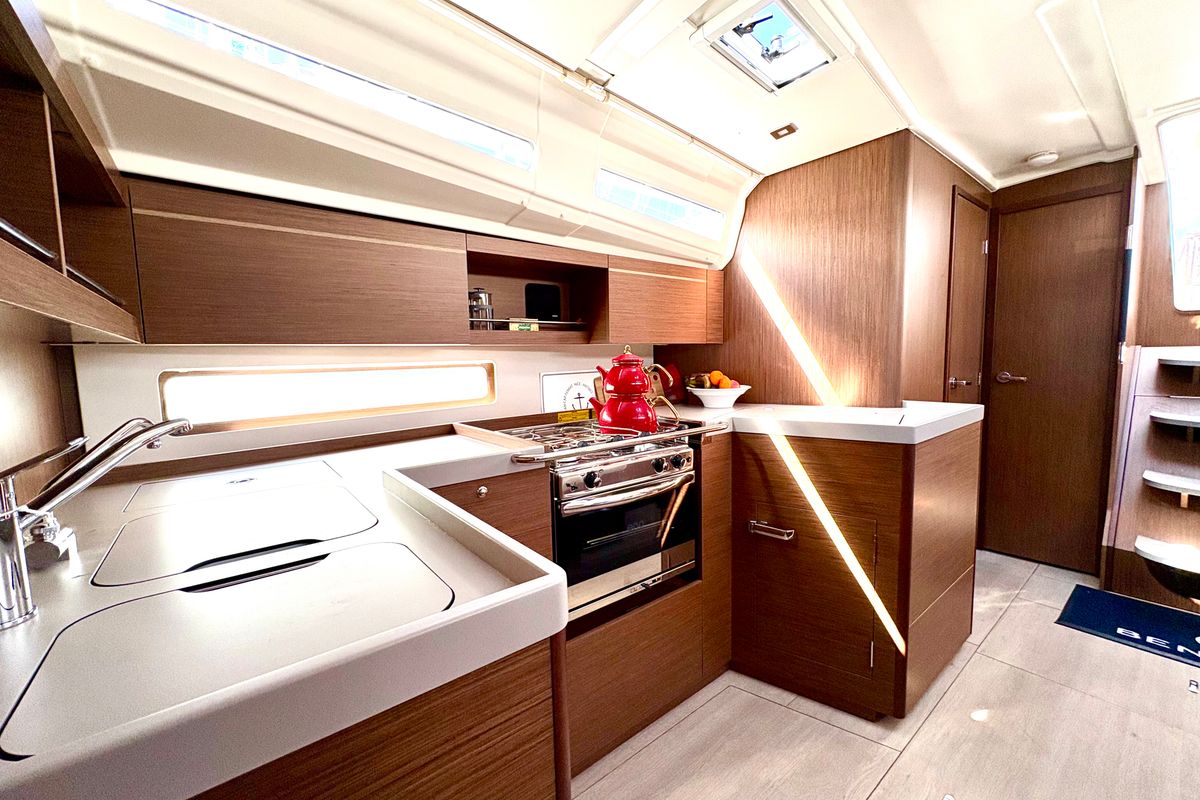 Galley of Bestsennyy, a Beneteau Oceanis 40.1 sailboat at Fethiye, Turkey