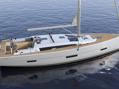Exterior view of Mojito Sunrise, a Dufour 430 GL sailboat at Izola / Isola, Slovenia