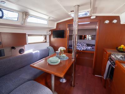 Salon of Hydra, a Beneteau Oceanis 38.1 sailboat at Grad Pula, Croatia