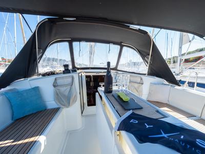 Cockpit of Hydra, a Beneteau Oceanis 38.1 sailboat at Grad Pula, Croatia