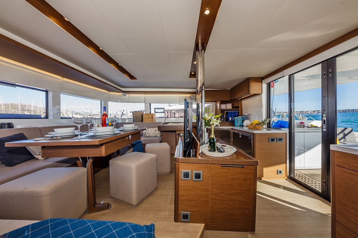 Salon of Summer Star, a Lagoon 50 catamaran at Split, Croatia