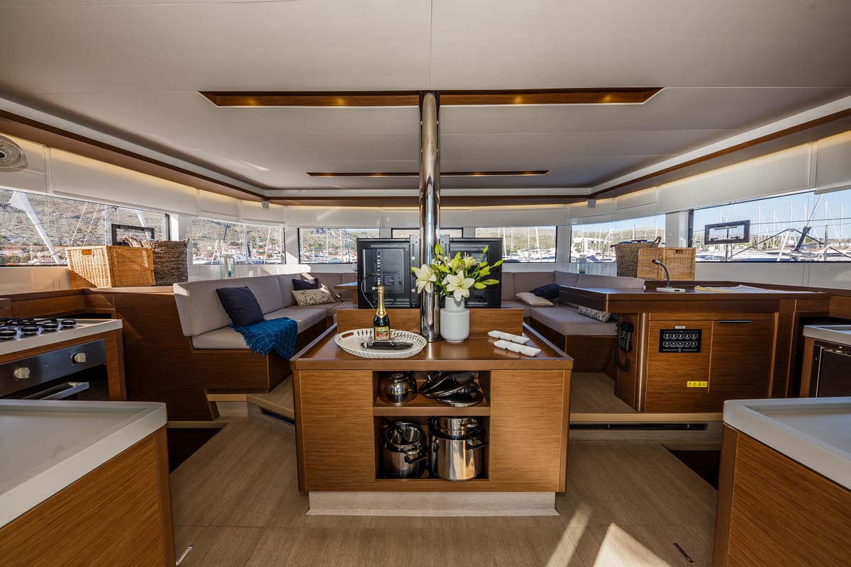 Salon of Summer Star, a Lagoon 50 catamaran at Split, Croatia