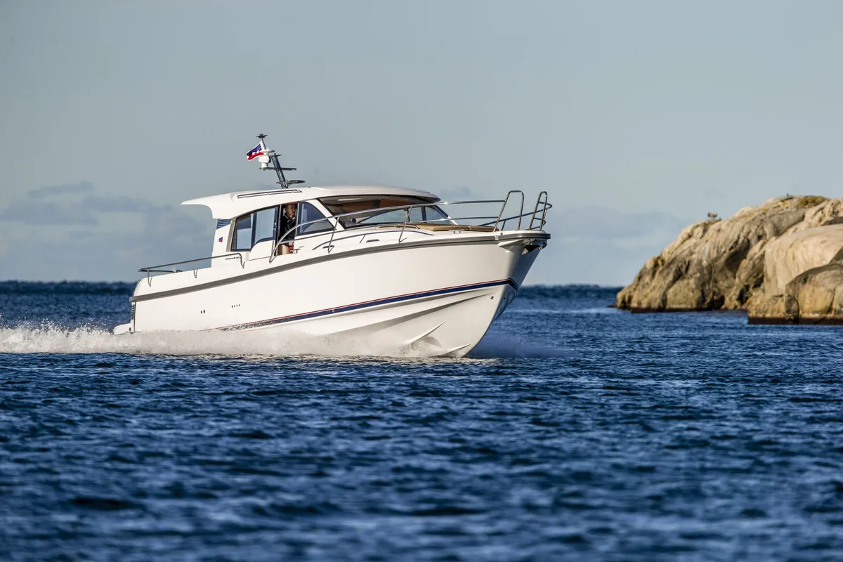 Exterior view of Fourlux, a Nimbus 365 Coupe motorboat at Općina Sukošan, Croatia