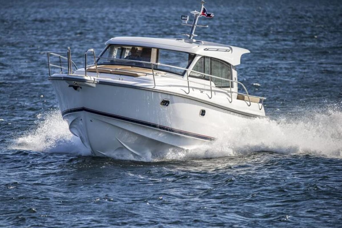 Exterior view of Fourlux, a Nimbus 365 Coupe motorboat at Općina Sukošan, Croatia