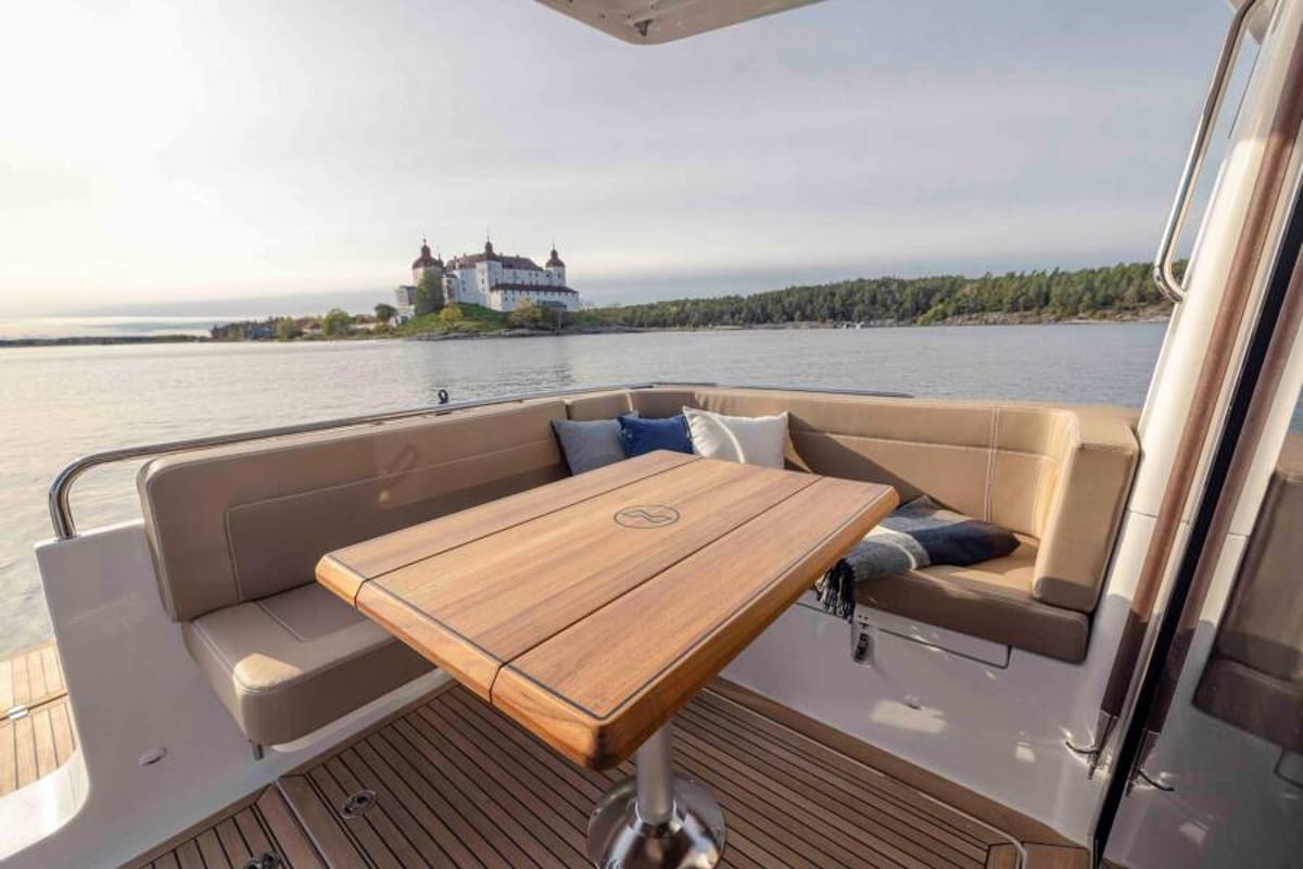 Cabin on Fourlux, a Nimbus 365 Coupe motorboat at Općina Sukošan, Croatia
