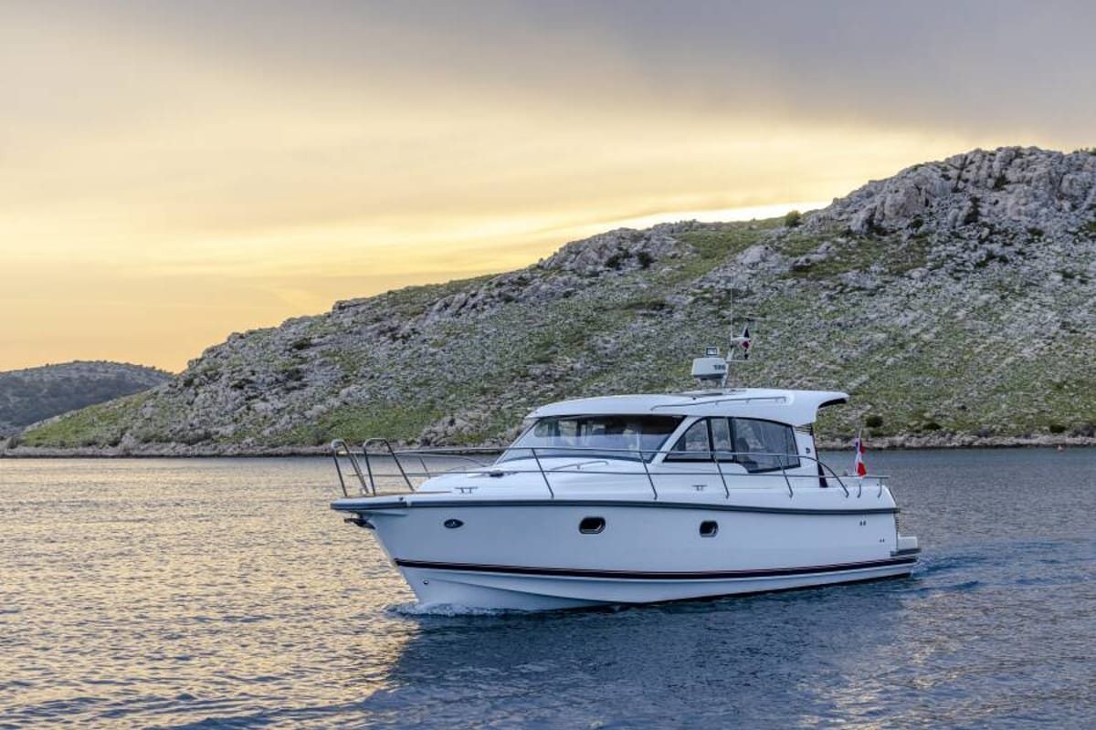 Exterior view of Fourlux, a Nimbus 365 Coupe motorboat at Općina Sukošan, Croatia
