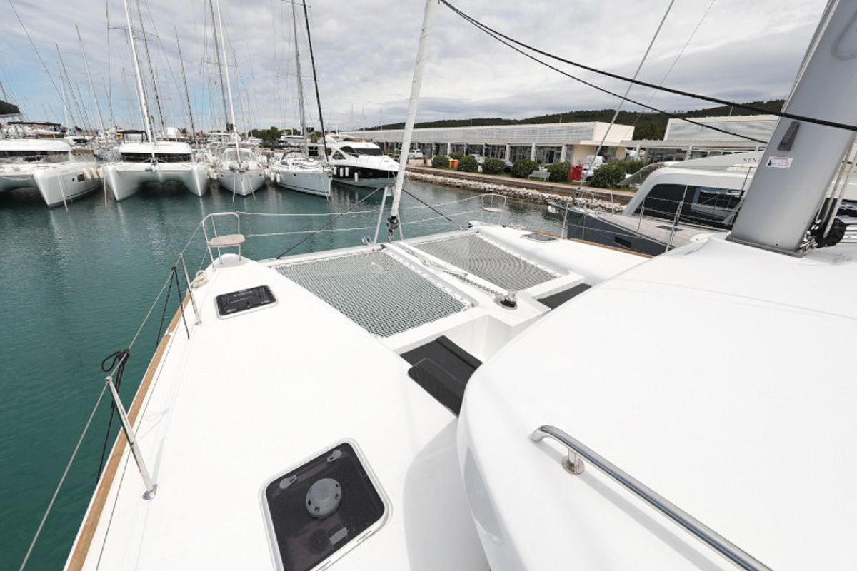 Deck of OASIS, a Lagoon 450 catamaran at Općina Sukošan, Croatia