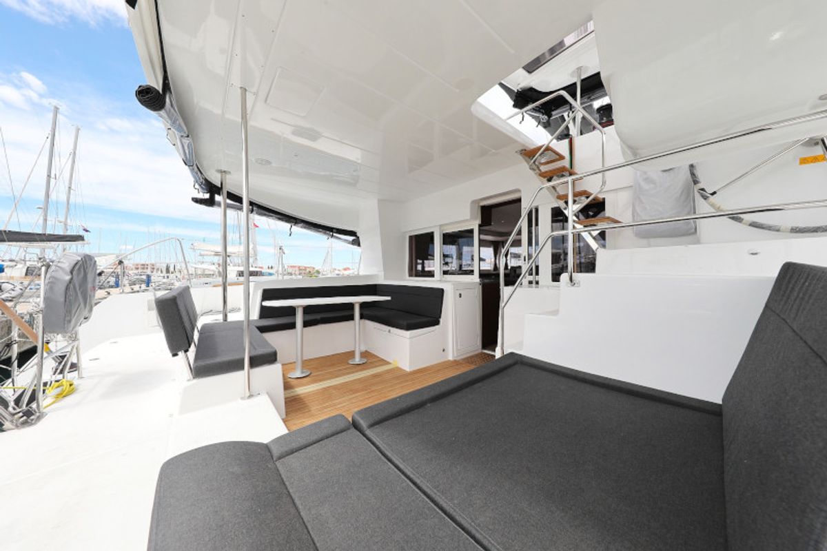 Deck of OASIS, a Lagoon 450 catamaran at Općina Sukošan, Croatia