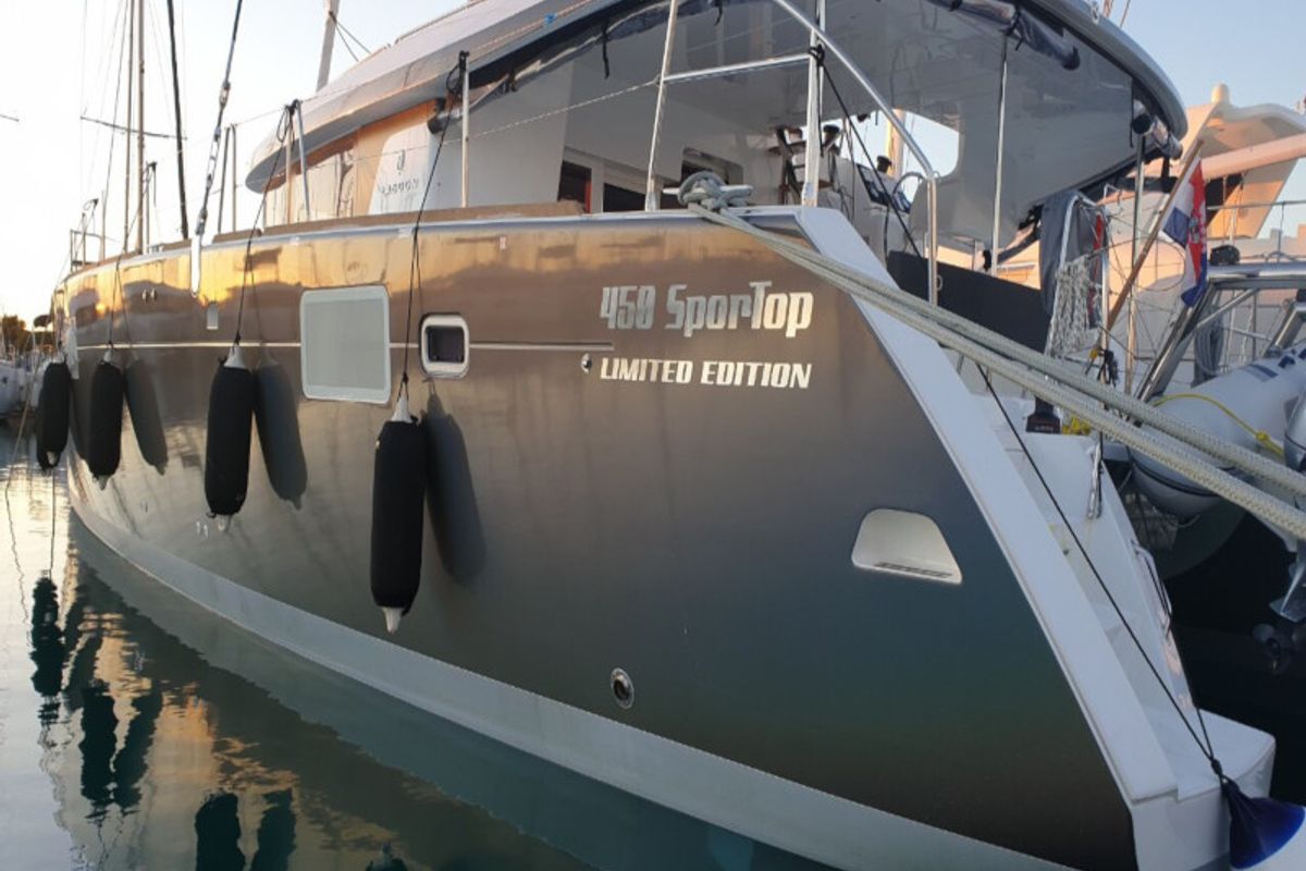 Exterior view of OASIS, a Lagoon 450 catamaran at Općina Sukošan, Croatia