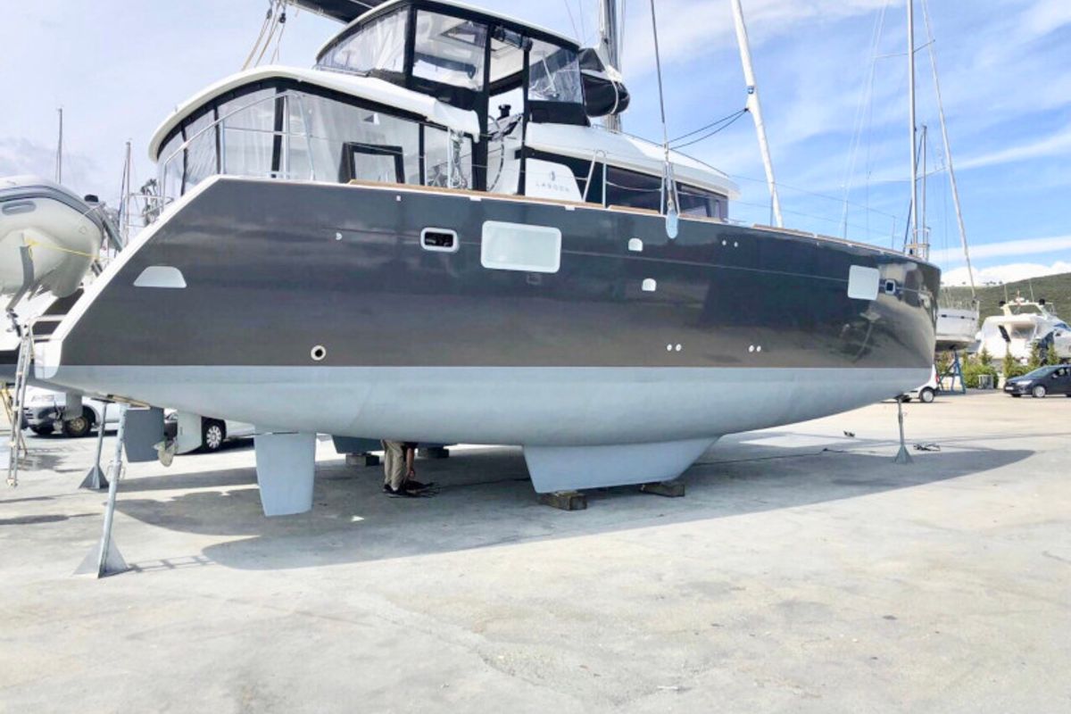 Exterior view of OASIS, a Lagoon 450 catamaran at Općina Sukošan, Croatia