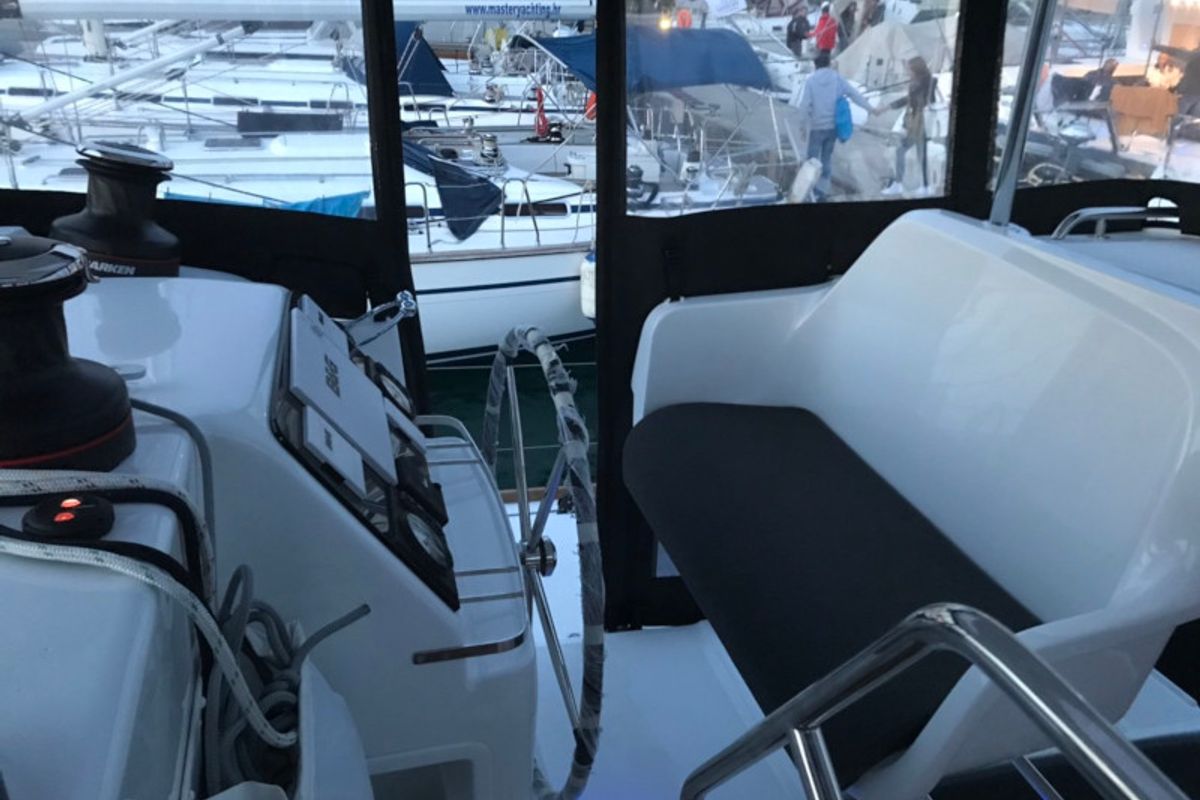 Cockpit of OASIS, a Lagoon 450 catamaran at Općina Sukošan, Croatia