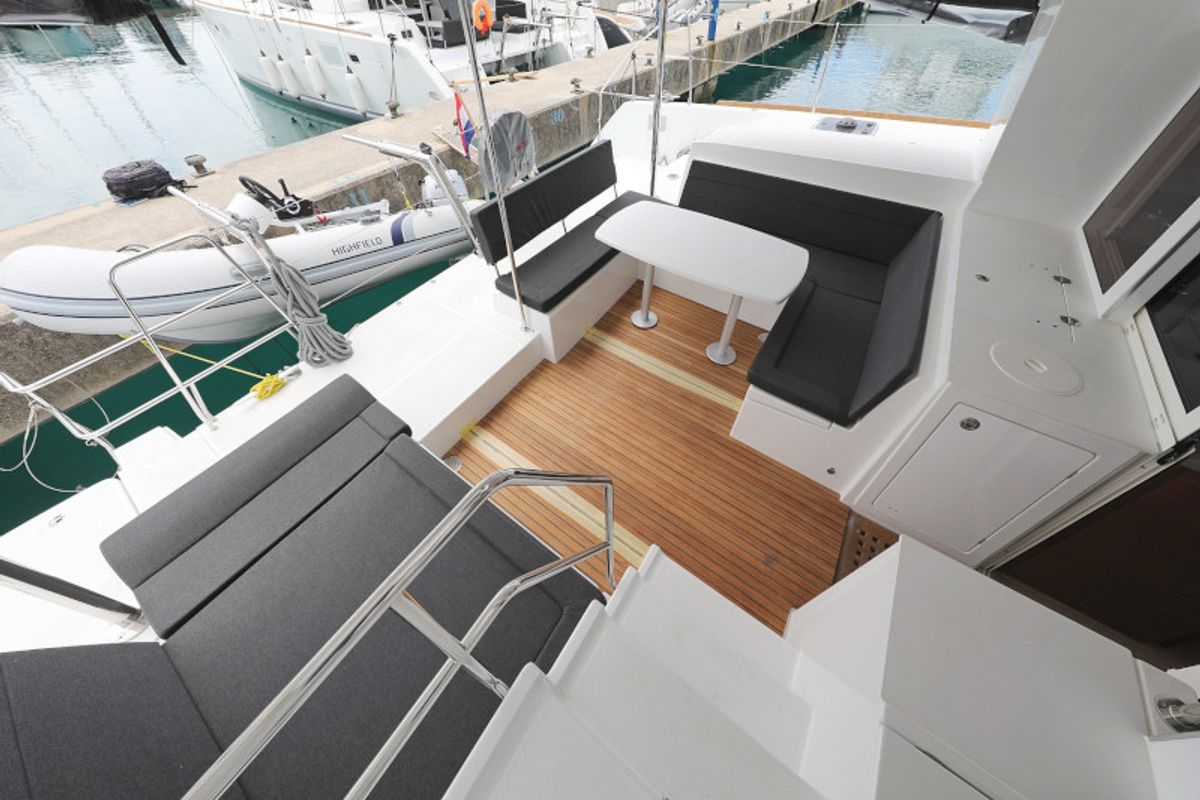Deck of OASIS, a Lagoon 450 catamaran at Općina Sukošan, Croatia