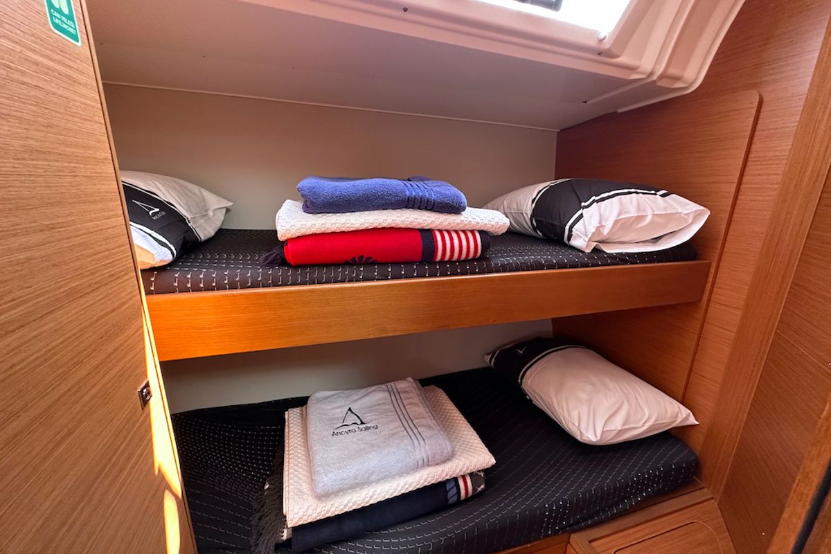 Cabin on Suha Bey, a Dufour 470 sailboat at Fethiye, Turkey
