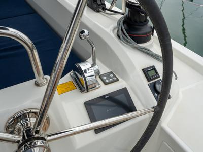 Cockpit of Lyra, a Beneteau Oceanis 40.1 sailboat at Salerno, Italy