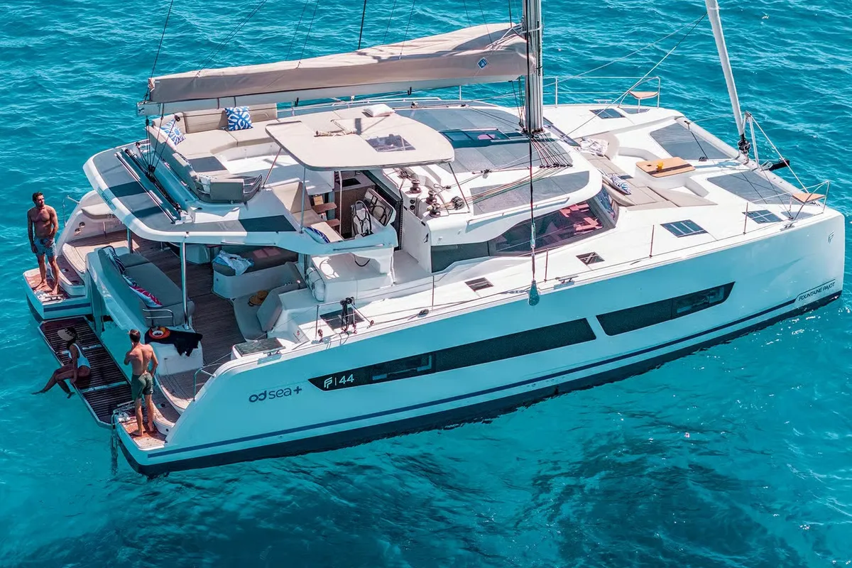 Exterior view of My Summer, a Fountaine Pajot New 44 catamaran at Taranto, Italy