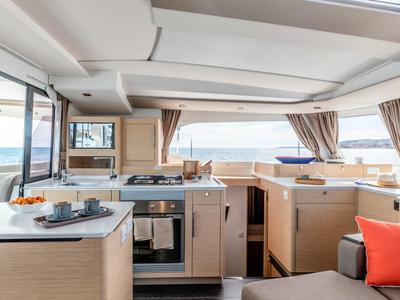 Galley of My Summer, a Fountaine Pajot New 44 catamaran at Taranto, Italy