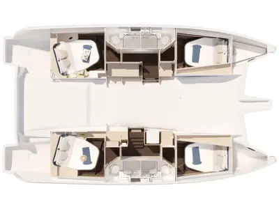 Floor plan of My Summer, a Fountaine Pajot New 44 catamaran at Taranto, Italy