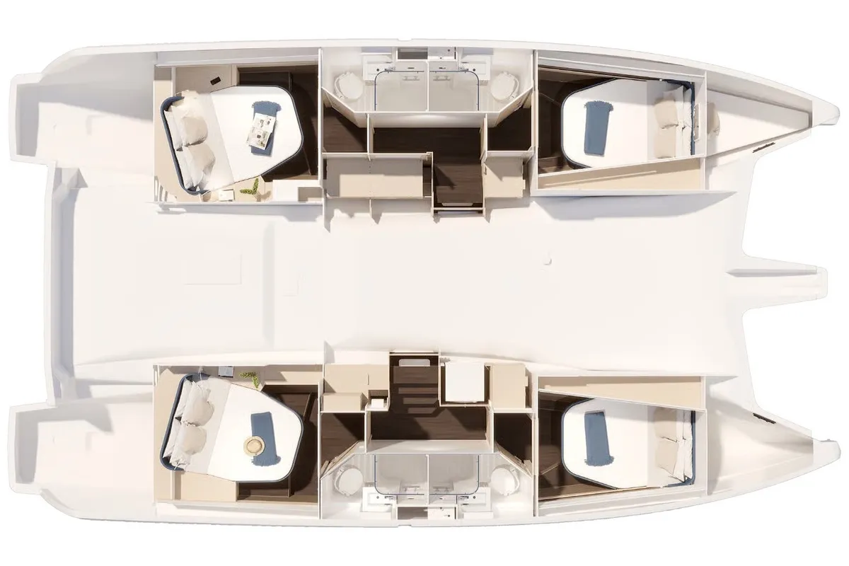 Floor plan of My Summer, a Fountaine Pajot New 44 catamaran at Taranto, Italy