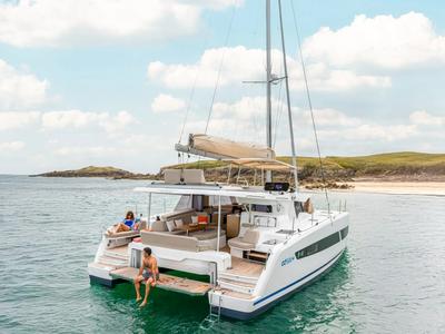 Exterior view of My Summer, a Fountaine Pajot New 44 catamaran at Taranto, Italy