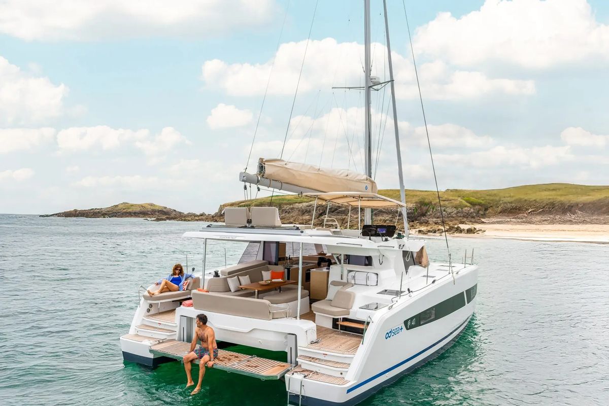 Exterior view of My Summer, a Fountaine Pajot New 44 catamaran at Taranto, Italy