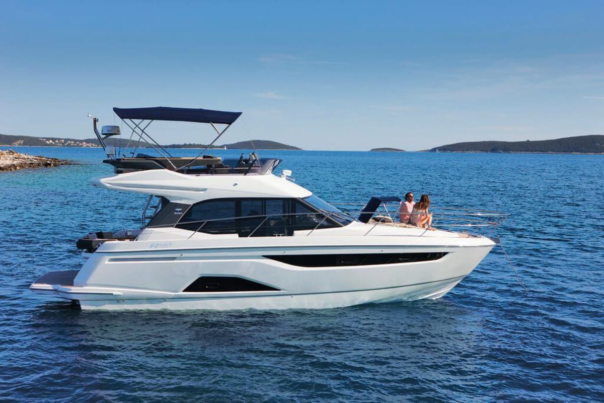 Neptun, a Bavaria R40 Fly yacht at Punat, Croatia