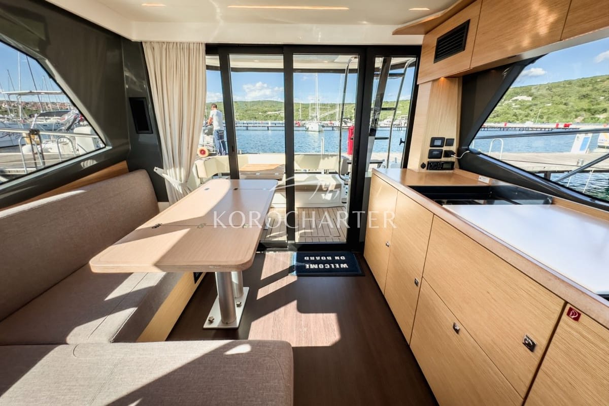Neptun, a Bavaria R40 Fly yacht at Punat, Croatia