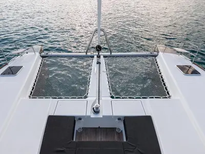 Deck of Nomad, a Lagoon 52 catamaran at Lavreotiki Municipal Unit, Greece