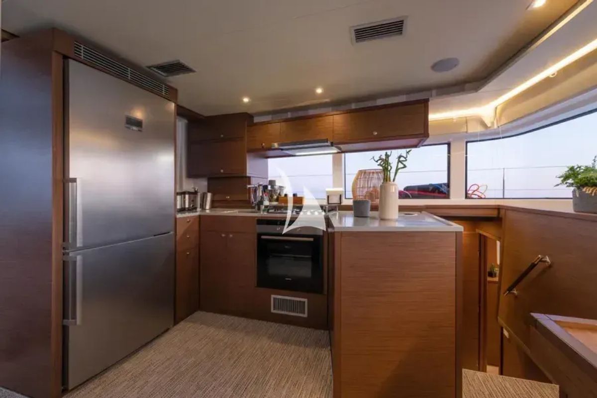 Galley of Nomad, a Lagoon 52 catamaran at Lavreotiki Municipal Unit, Greece