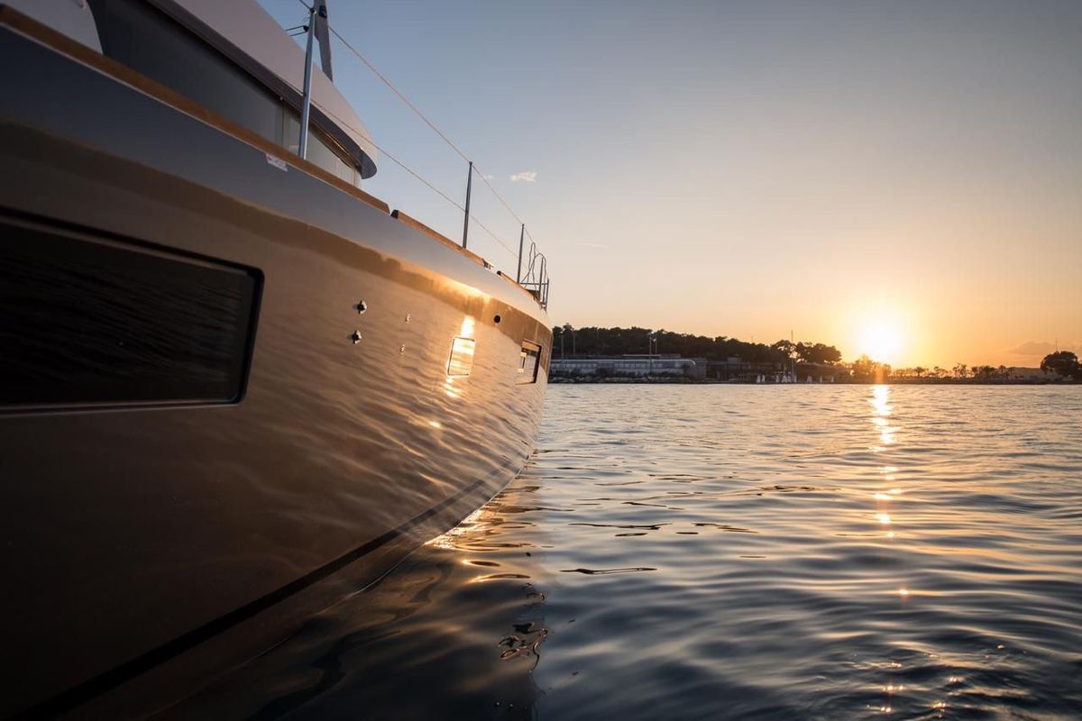 Exterior view of Nomad, a Lagoon 52 catamaran at Lavreotiki Municipal Unit, Greece