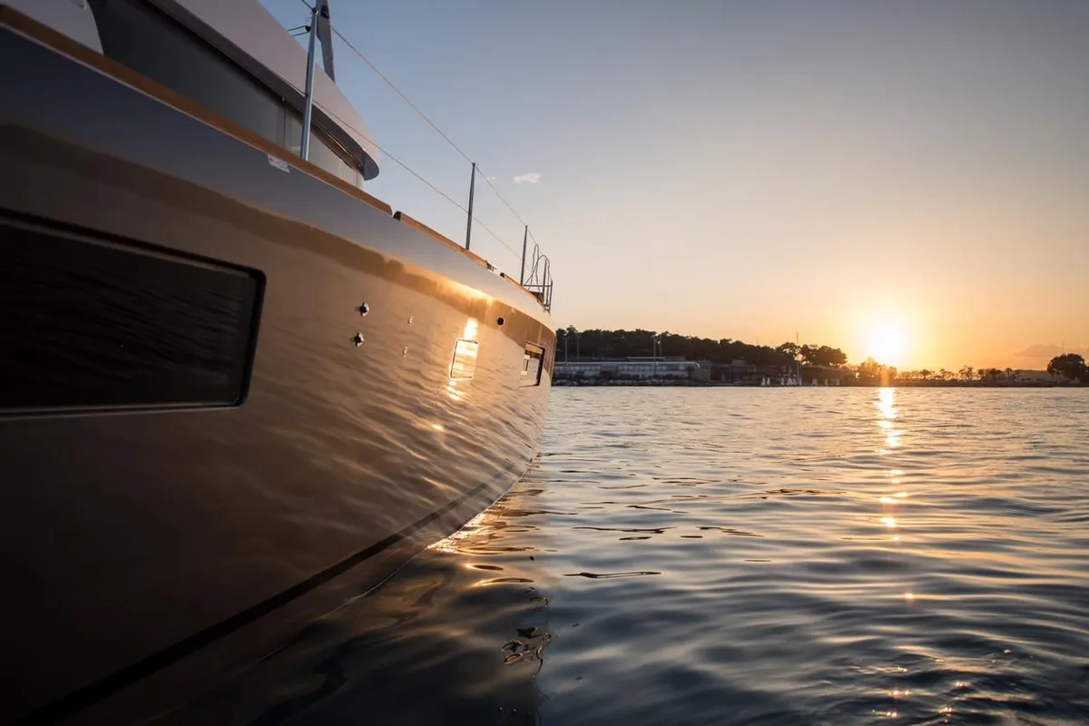 Exterior view of Nomad, a Lagoon 52 catamaran at Lavreotiki Municipal Unit, Greece