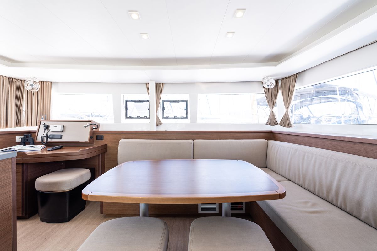 Salon of Wander, a Lagoon 450 Fly catamaran at Municipal Unit of Lefkada, Greece