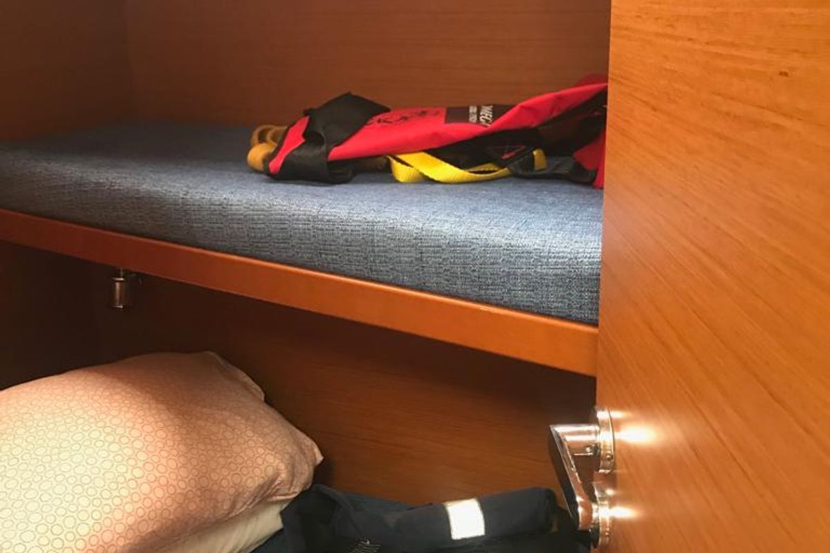 Cabin on Alboran Grappa, a Jeanneau Sun Odyssey 519 sailboat at es Jonquet, Spain