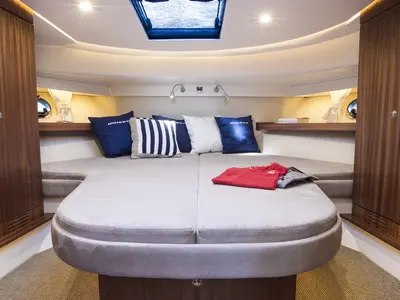 Cabin on Greg, a Nimbus 405 Flybridge motorboat at Pirovac, Croatia