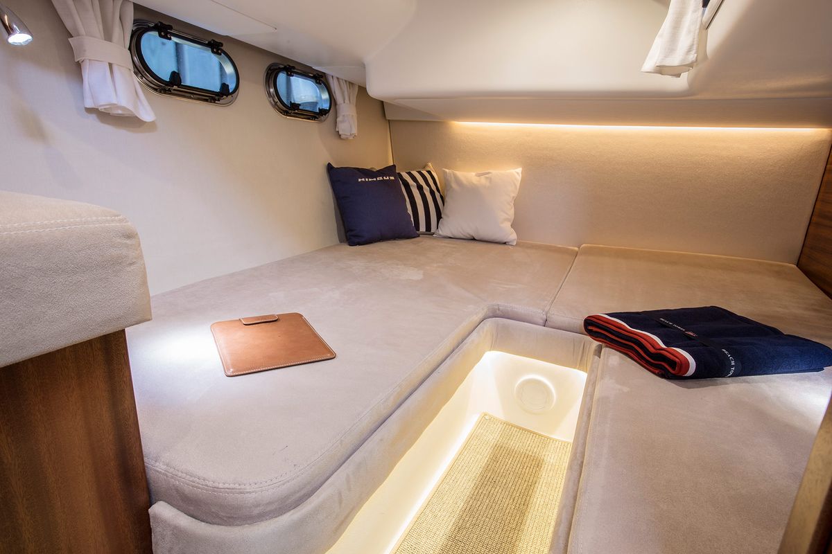 Cabin on Greg, a Nimbus 405 Flybridge motorboat at Pirovac, Croatia