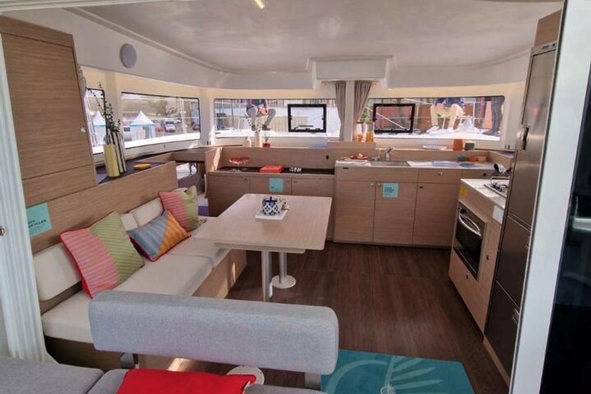 Salon of Doudou, a Lagoon 38 catamaran at Pointe-à-Pitre, France