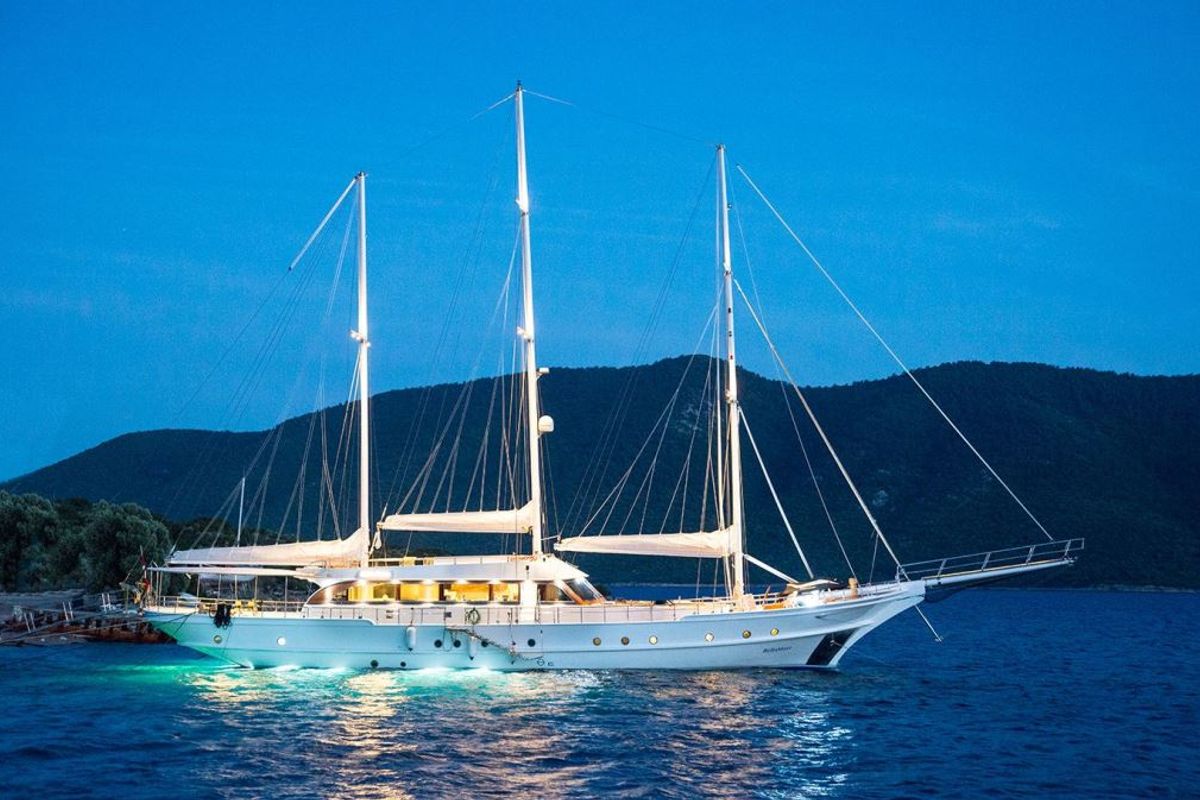 Exterior view of Bella Mare, a Custom Made Bella Mare yacht at Bodrum, Turkey