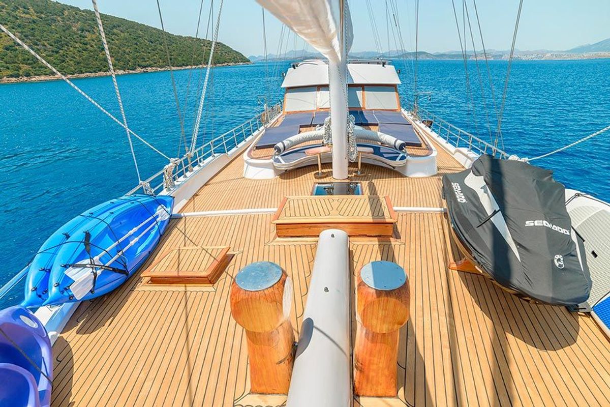 Deck of Bella Mare, a Custom Made Bella Mare yacht at Bodrum, Turkey