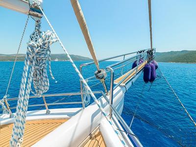 Deck of Bella Mare, a Custom Made Bella Mare yacht at Bodrum, Turkey