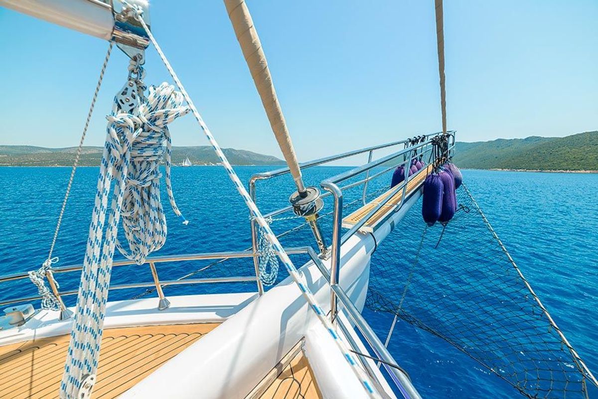 Deck of Bella Mare, a Custom Made Bella Mare yacht at Bodrum, Turkey