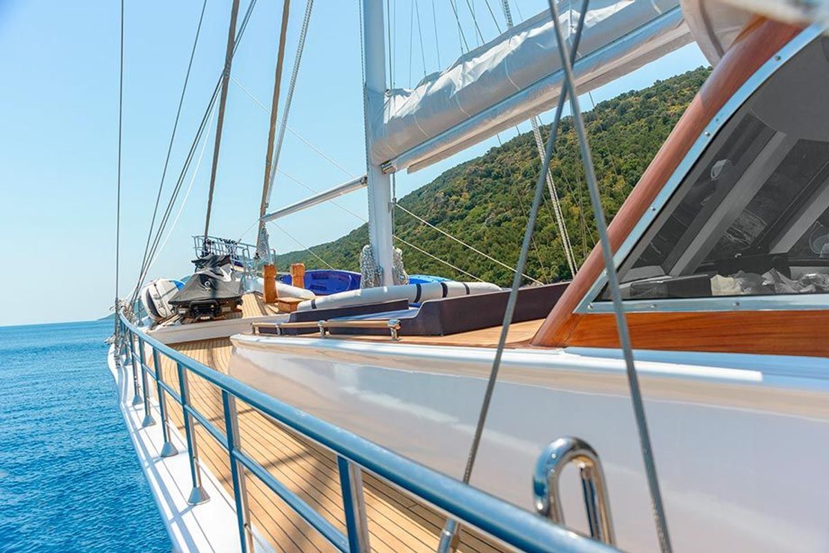 Deck of Bella Mare, a Custom Made Bella Mare yacht at Bodrum, Turkey