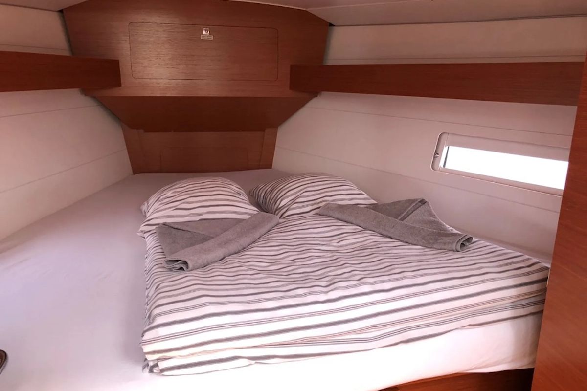 Cabin on Medoc, a Dufour 382 GL sailboat at Seget Donji, Croatia
