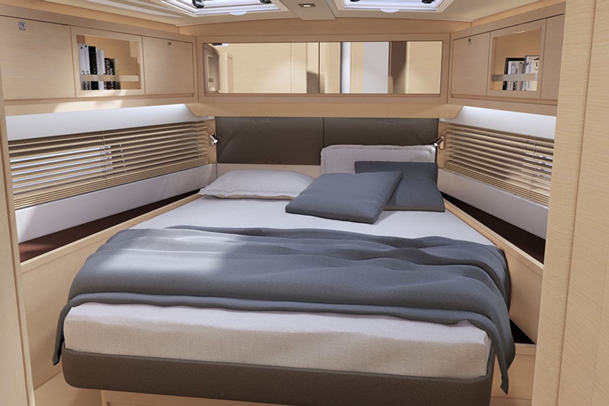 Cabin on AQUA AZZURRO, a Dufour 470 sailboat at Kos, Greece