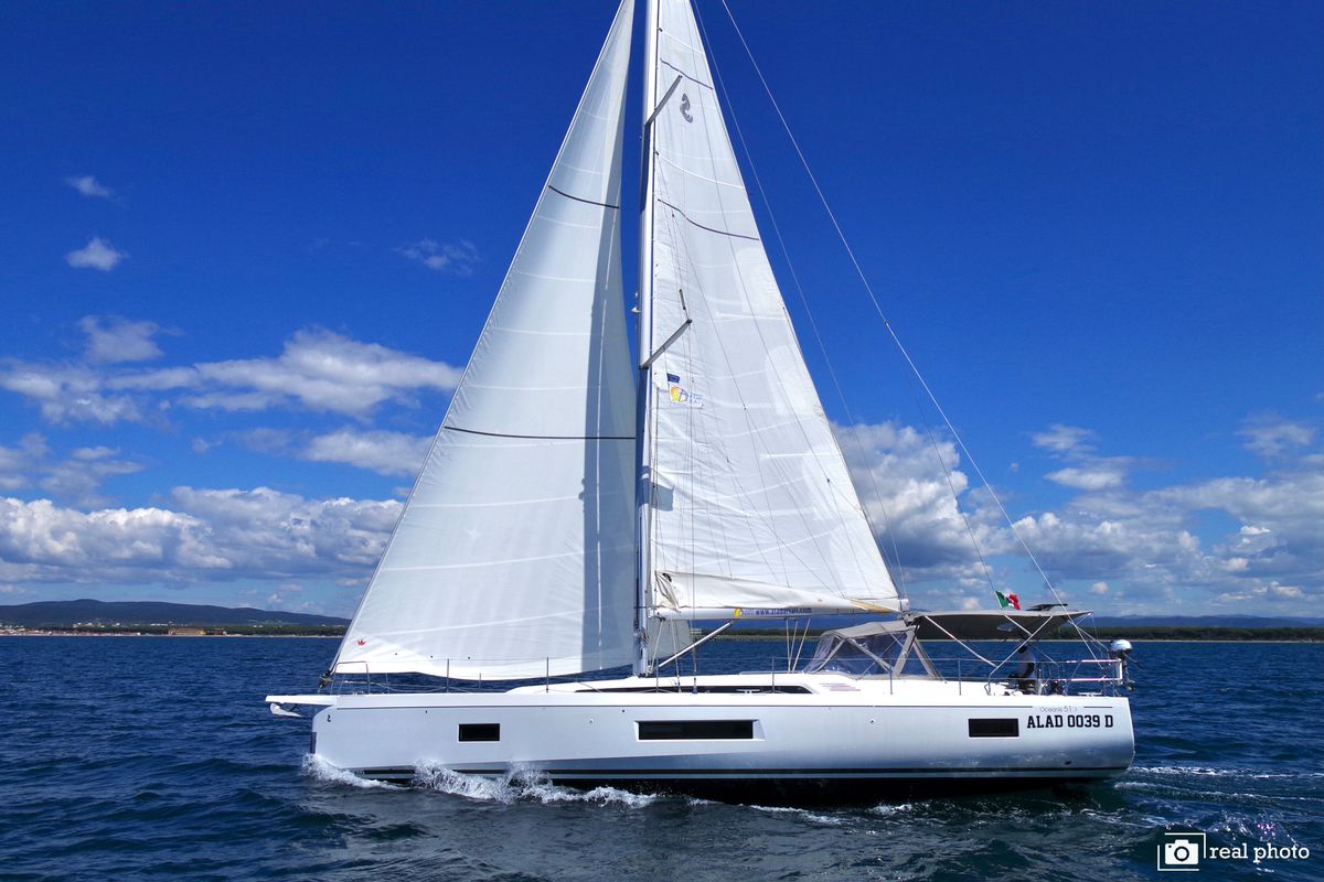 Exterior view of Lara, a Beneteau Oceanis 51.1 sailboat at Puntone di Scarlino, Italy